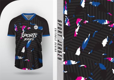 Jersey tasarımı, Jersey, Football, Futsal, Running, Badminton, Tennis, Egzersiz, Zigzag çizgileri, Black, Pink, Blue