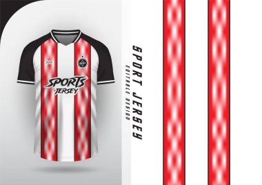 Jersey Tasarımı, Jersey, Futbol, Futbol, Futsal, Koşu, Badminton, Tenis, Egzersiz, Kırmızı ve Beyaz Çizgili