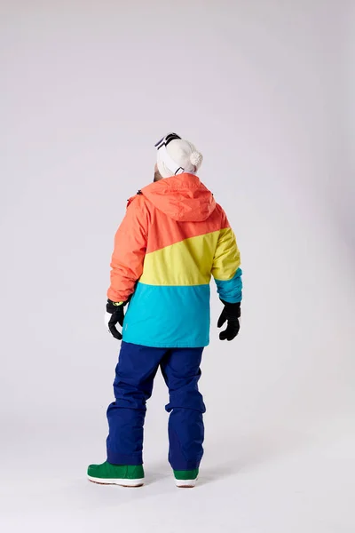Junge Auf Dem Rücken Mit Mütze Handschuhen Stiefeln Und Snowboardkleidung — Stockfoto