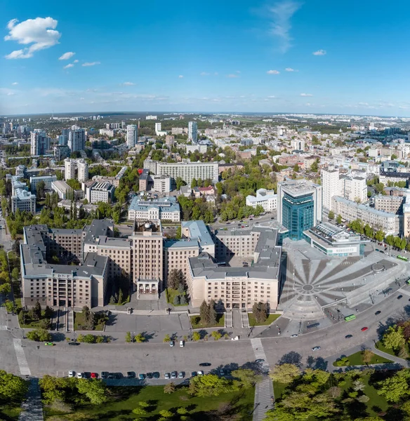 Miasto Lotnicze Patrzeć Dół Panorama Karazin National University Północny Budynek — Zdjęcie stockowe
