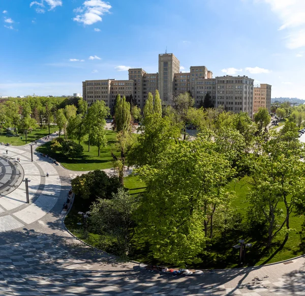 Spring Antenn Panoramautsikt Över Karazin National University Freedom Svobody Square — Stockfoto