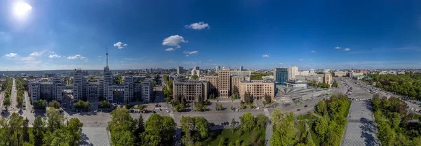 Flygfoto Panoramautsikt Över Derzhprom Och Norra Karazin National University Byggnader — Stockfoto