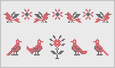 Güney Ukrayna 'dan gelen kuş boncukları nakış işleme sanatı desenleri, etnik dekor