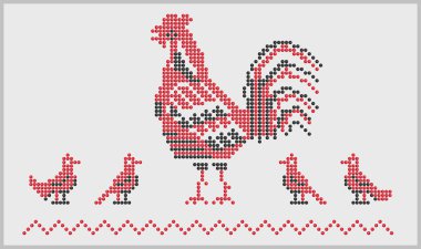 Horoz ve kuşlar Ukrayna 'nın güneyindeki nakış motifli süslemelerden boncuk takıyor