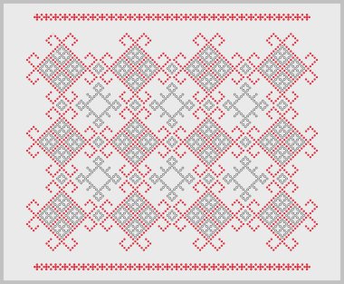 Geleneksel kırmızı ve siyah desenli boncuklu Mykolaiv bölgesinden, Ukrayna vyshyvanka süslemeleri