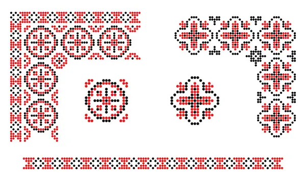 Geleneksel kırmızı ve siyah kenarlar ve köşe unsurları Odesa, Ukrayna vyshyvanka süslemelerinden dizayn edilmiş desenler