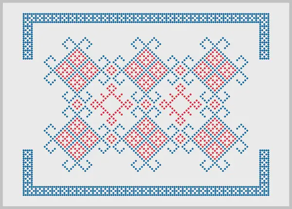 Boncuklu görünümlü Ukrayna pürüzsüz süslemesi ve Mykolaiv bölgesinden kırmızı-mavi renklerle ayarlanmış sınır vektör deseni