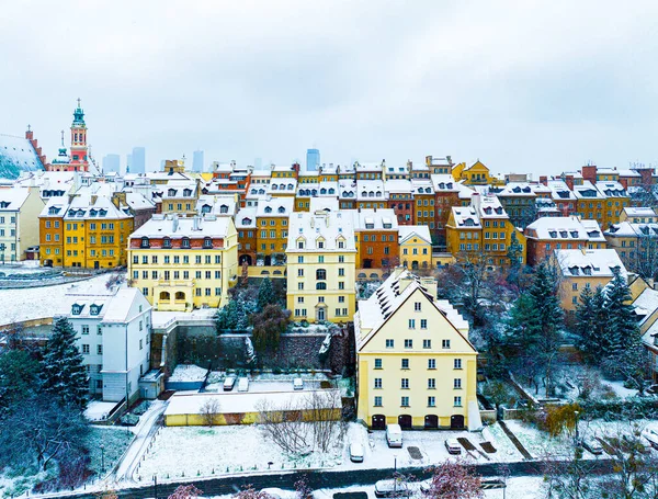 ポーランドのワルシャワ 都市の空中ビュー 旧市街の冬 — ストック写真