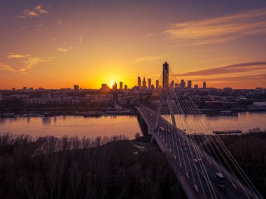 Varşova, Polonya. Şehrin havadan görünüşü