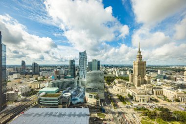 Panoramic view of Warsaw from Gdaski Bridge
