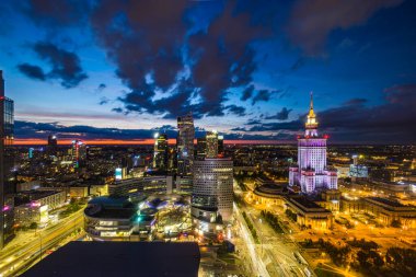 Panoramic view of Warsaw from Gdaski Bridge