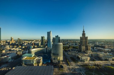 Panoramic view of Warsaw from Gdaski Bridge