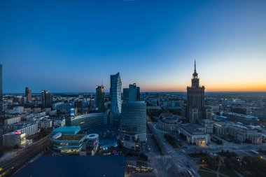 Panoramic view of Warsaw from Gdaski Bridge