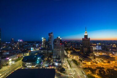 Panoramic view of Warsaw from Gdaski Bridge
