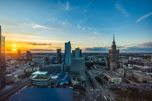 Panoramic view of Warsaw from Gdaski Bridge
