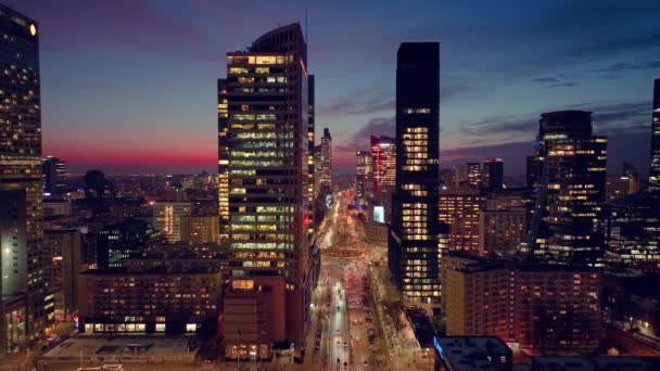 Schöner Sonnenuntergang Warschau — Stockvideo