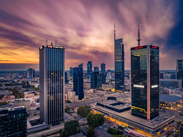 Polonya Nın Varşova Merkezinin Hava Görüntüsü — Stok fotoğraf