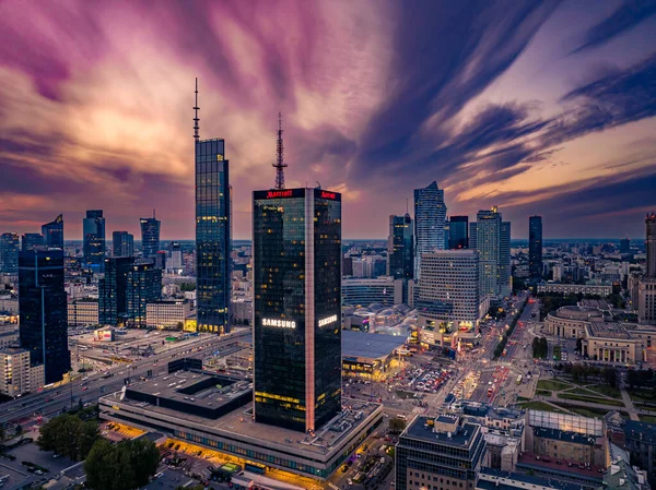 Polonya Nın Varşova Merkezinin Hava Görüntüsü — Stok fotoğraf