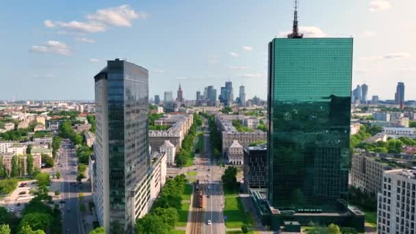 Día Soleado Varsovia Polonia Vista Aérea — Vídeos de Stock
