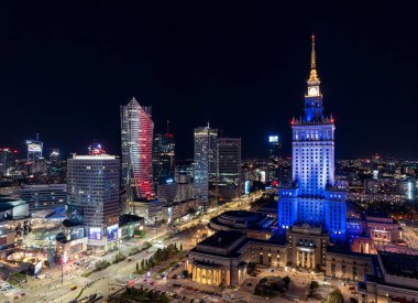 Polonya Varşova 'daki Beyaz-Mavi Kültür ve Bilim Sarayı