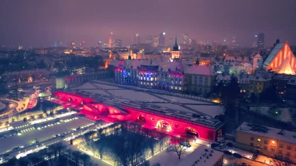 Ozdoby Świąteczne Ulicach Warszawy Polska — Wideo stockowe