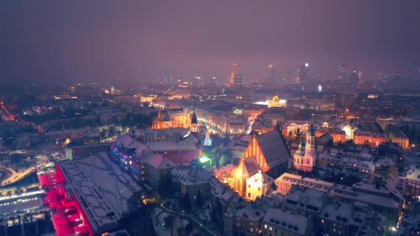 Decorações Natal Ruas Varsóvia Polônia — Vídeo de Stock
