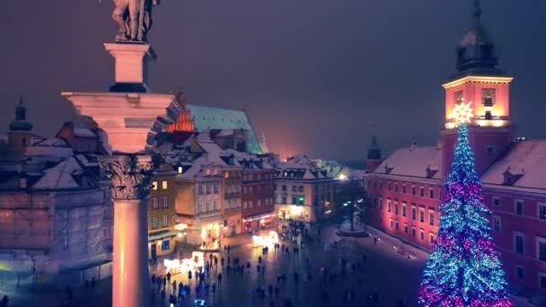 Ozdoby Świąteczne Ulicach Warszawy Polska — Wideo stockowe