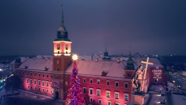 Decorações Natal Ruas Varsóvia Polônia — Vídeo de Stock