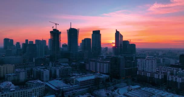 冬天早晨华沙的日出 — 图库视频影像
