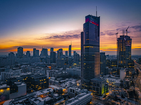 Warsaw sunrise on a winter morning