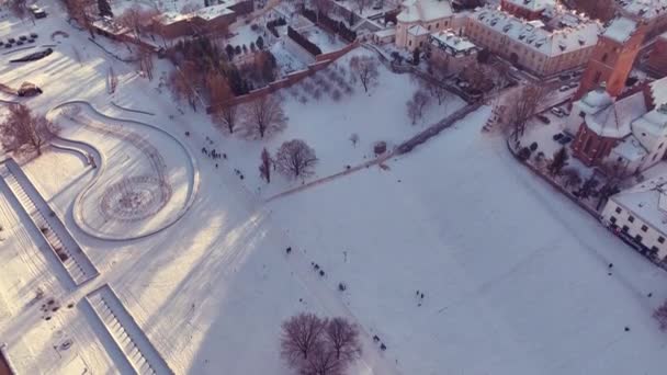 Letecké Záběry Varšavy Polsko Zimě — Stock video