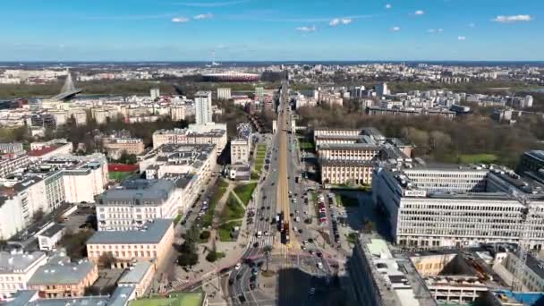 Aerial Panorama Warsaw Poland — Stock Video