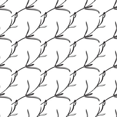 Botanik el çiçekli bitkinin dikişsiz desenini çizdi. Bahar mahsulü soyut arka plan. Yaratıcı karalama stili. Grafik tasarım duvar kağıdı, ambalaj, düğün davetiyesi, pankart temsilciliği