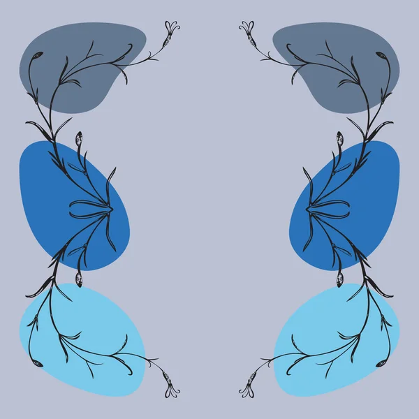 Botanik Mavi Arkaplan Üzerine Yaban Çiçeği Çizmiş Klasik Yaratıcı Çiçek — Stok Vektör