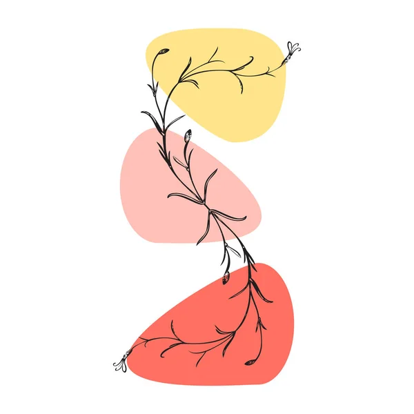 Ботанічна Рука Намальована Дикою Квіткою Кольоровій Плямі Ізольована Білому Тлі — стоковий вектор
