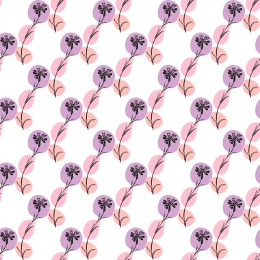 Botanik el, çiçeksiz desen çizmiş. Klasik kır çiçeği bitkisi. Pastel soyut arkaplan. Yaratıcı stil. Grafik tasarım duvar kağıdı, ambalaj, düğün davetiyesi, pankart temsilciliği