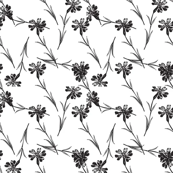 Botanical Dibujado Mano Patrón Floral Sin Costuras Primavera Planta Vintage — Vector de stock