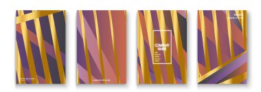 Moda altın kaplama şablonu. Vektör illüstrasyon soyut arkaplan seti. Modern tasarım sunumu, davetiye, parti, kutlama, selamlama, bayrak, olay, poster, hikaye, post, sosyal medya, broşür