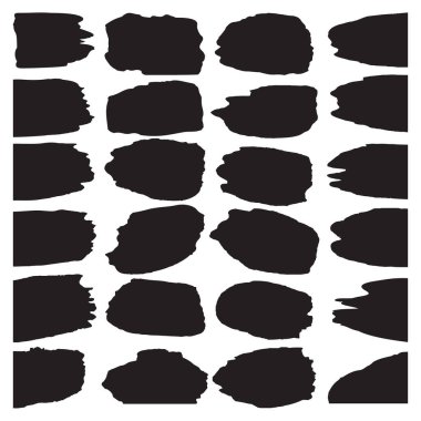 Siyah noktaları, beyaz arkaplan vektör illüstrasyonuna fırça darbelerini ayarlayın. Modern grafik tasarım afiş postası, sosyal medya, olay afişi, tebrik kartı, kutlama, el ilanı, parti, davetiye