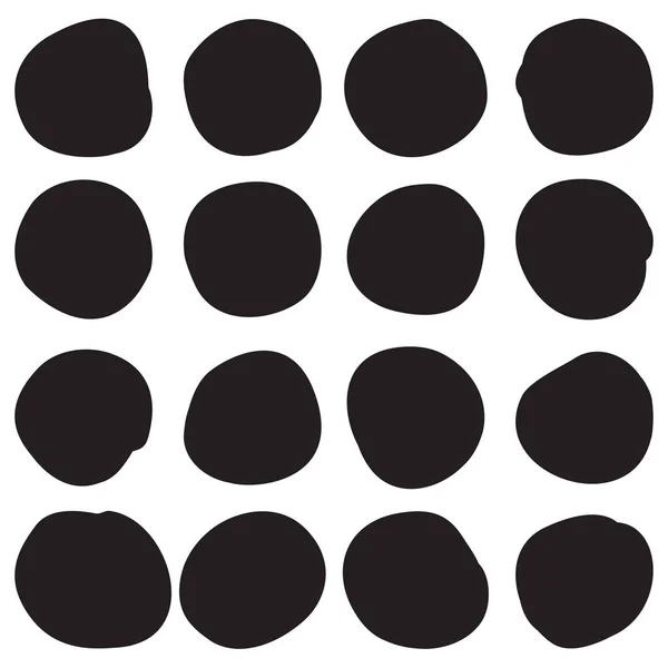 Set Schwarze Punkte Kreis Pinselstriche Auf Weißem Hintergrund Vektor Illustration — Stockvektor