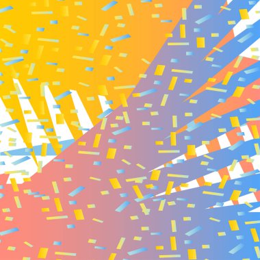 Pastel renklerde konfeti ile soyut bir arka plan. Banner Davetiye Posteri Kapağı Kutlaması Etkinlik Kartı Sosyal Medya Hikayesi Dergisi için modern vektör illüstrasyonuName