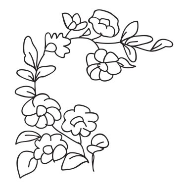 Sakura beyaz arka planda izole edilmiş. Geleneksel doğulu, ana hatlı vektör çizimi. Japonca, Çince, Kore modası, kutlama etkinliği tebrik kartı davetiye broşürü