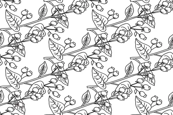 Botanik Çizgisi sanatı, yapraklı ve böğürtlen desenli soyut bir daldır. Siyah ve beyaz çizgiler tekrar eden ağaç izleri. Duvar Kağıdı Düğün Kapağı Paketi için Grafik Tasarımı