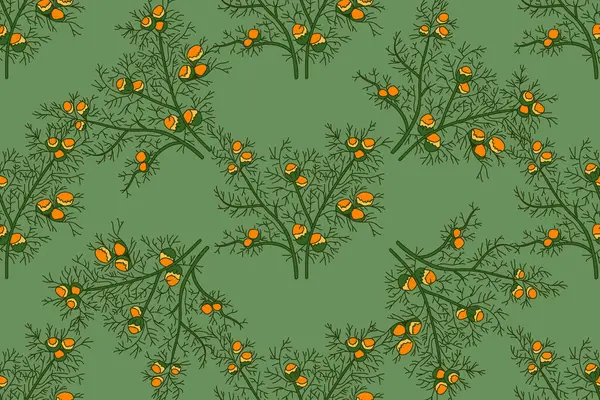 Papatya çiçeği vektör illüstrasyonlu botanik desenli. Yeşil arka planda tekrarlanan papatya bitkileri. Moda Kapağı Tekstil Düğün Kartı Yazdırma Kumaşı için grafik tasarımı