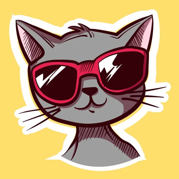 고양이 머리에 선글라스를 디지털 안경을 고양이 아바타의 — 스톡 벡터