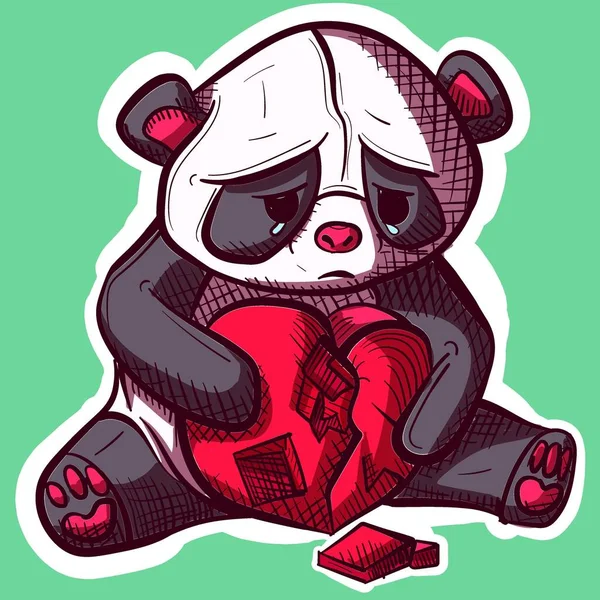 Digital Konst Olycklig Panda Med Tårar Ögonen Gråter Och Håller — Stock vektor