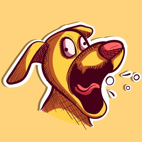 黄金の取得面白いと表現力豊かな顔を持つガスのデジタルアート 黄色い犬の頭の芽のベクトル — ストックベクタ