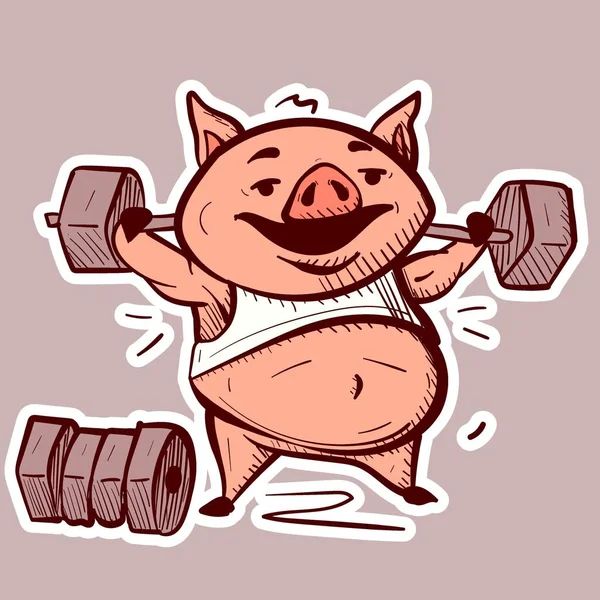 Arte Digital Porco Desenho Animado Levantando Pesos Fazendo Exercícios Fitness —  Vetores de Stock