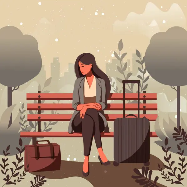 Ilustração Plana Conceitual Sobre Saúde Emocional Uma Mulher Triste Sentada Vetor De Stock