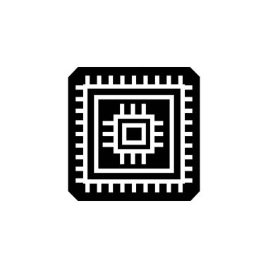 İşlemci vektör simgesi. bilgisayar bileşeni simgesi katı biçimi. Logo, sunum, web sitesi ve daha fazlası için mükemmel bir kullanım. Basit modern simge tasarımı katı biçim